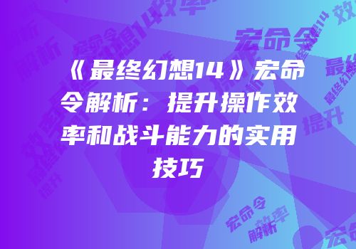 《最终幻想14》宏命令解析：提升操作效率和战斗能力的实用技巧