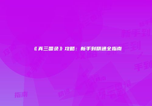 《真三国录》攻略：新手到精通全指南