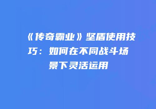 《传奇霸业》坚盾使用技巧：如何在不同战斗场景下灵活运用