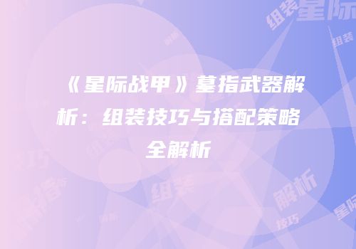 《星际战甲》墓指武器解析：组装技巧与搭配策略全解析