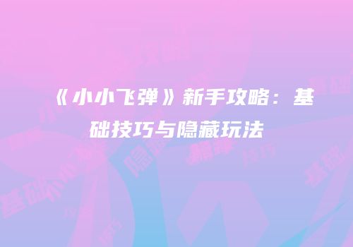 《小小飞弹》新手攻略：基础技巧与隐藏玩法