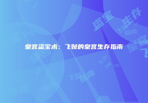 皇宫盗宝术：飞贼的皇宫生存指南
