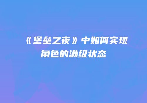 《堡垒之夜》中如何实现角色的满级状态