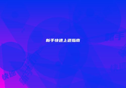 新手快速上道指南