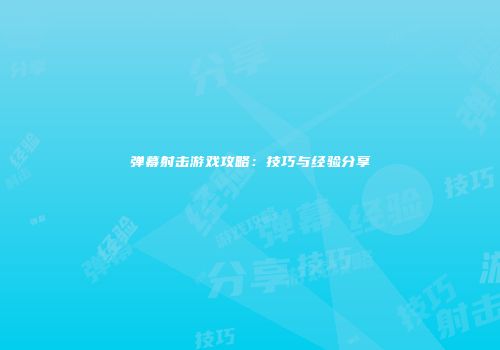 弹幕射击游戏攻略：技巧与经验分享