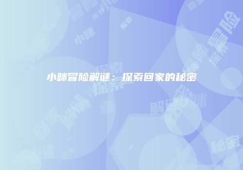 小咪冒险解谜：探索回家的秘密