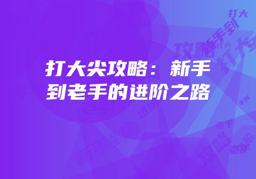 打大尖攻略：新手到老手的进阶之路