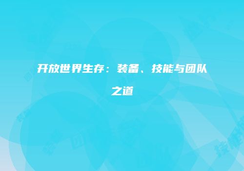 开放世界生存：装备、技能与团队之道