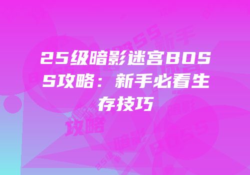 25级暗影迷宫BOSS攻略：新手必看生存技巧