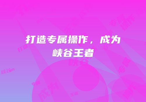 打造专属操作，成为峡谷王者