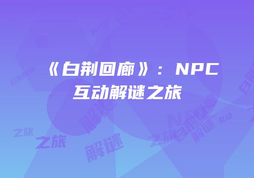 《白荆回廊》：NPC互动解谜之旅