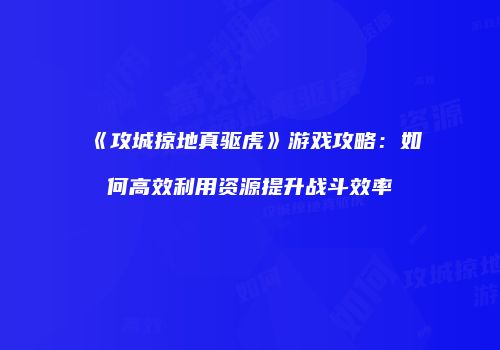 《攻城掠地真驱虎》游戏攻略：如何高效利用资源提升战斗效率