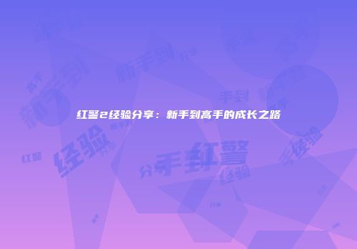 红警2经验分享：新手到高手的成长之路