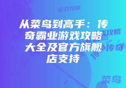 从菜鸟到高手：传奇霸业游戏攻略大全及官方旗舰店支持