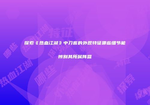 探索《热血江湖》中刀客的外观特征哪些细节能辨别其所属阵营