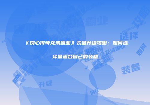 《良心传奇龙城霸业》装备升级攻略：如何选择最适合自己的装备
