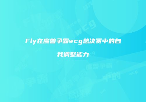 Fly在魔兽争霸wcg总决赛中的自我调整能力