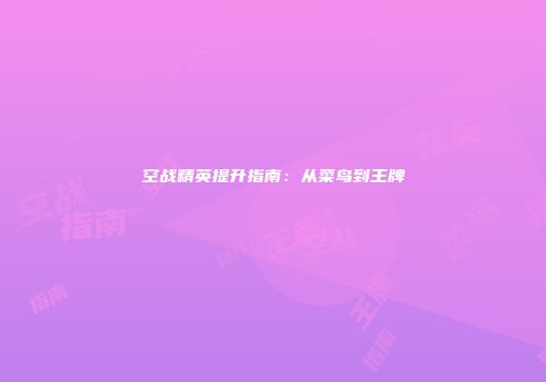 空战精英提升指南：从菜鸟到王牌