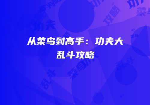 从菜鸟到高手：功夫大乱斗攻略
