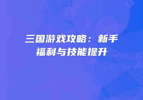 三国游戏攻略：新手福利与技能提升