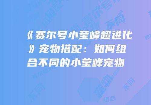 《赛尔号小莹峰超进化》宠物搭配：如何组合不同的小莹峰宠物
