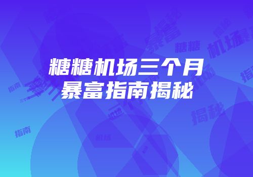 糖糖机场三个月暴富指南揭秘
