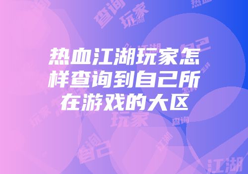 热血江湖玩家怎样查询到自己所在游戏的大区