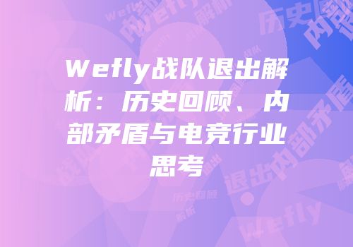 Wefly战队退出解析：历史回顾、内部矛盾与电竞行业思考