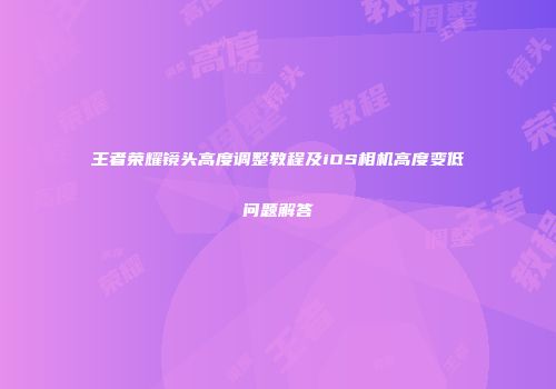 王者荣耀镜头高度调整教程及iOS相机高度变低问题解答