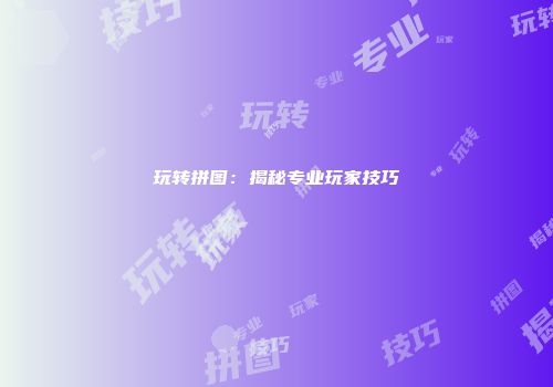 玩转拼图：揭秘专业玩家技巧