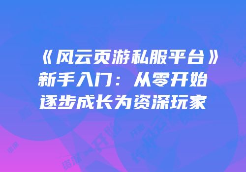 《风云页游私服平台》新手入门：从零开始逐步成长为资深玩家