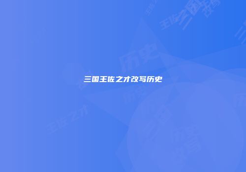 三国王佐之才改写历史