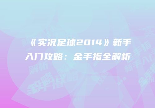《实况足球2014》新手入门攻略：金手指全解析