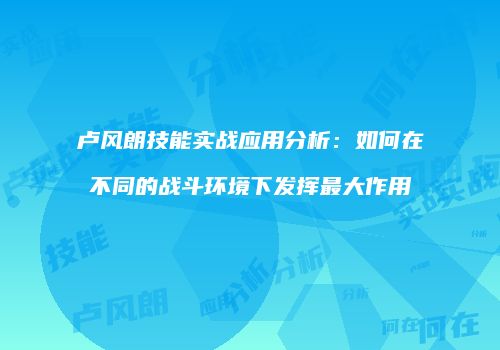 卢风朗技能实战应用分析：如何在不同的战斗环境下发挥最大作用