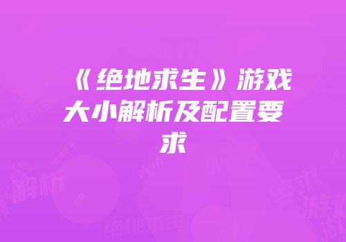 《绝地求生》游戏大小解析及配置要求
