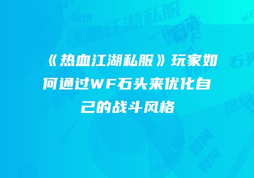 《热血江湖私服》玩家如何通过WF石头来优化自己的战斗风格