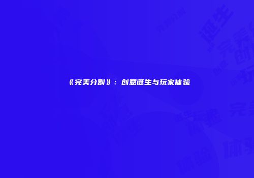 《完美分割》：创意诞生与玩家体验