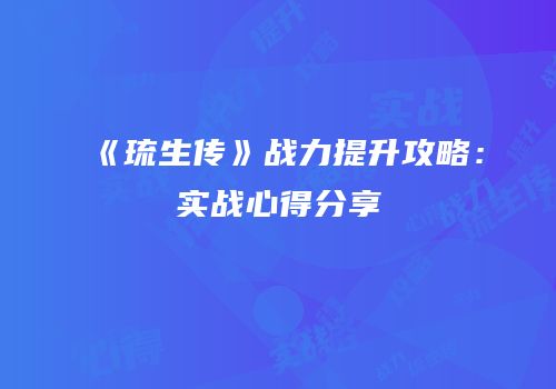 《琉生传》战力提升攻略：实战心得分享