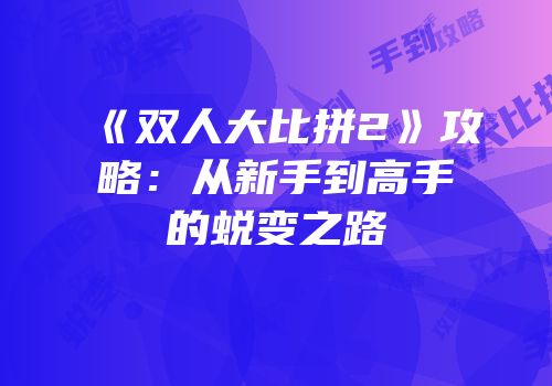 《双人大比拼2》攻略：从新手到高手的蜕变之路