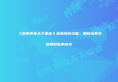 《骷髅传奇天下霸业》宠物养成攻略：如何培养并利用好你的伙伴
