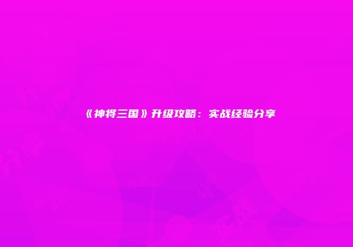 《神将三国》升级攻略：实战经验分享