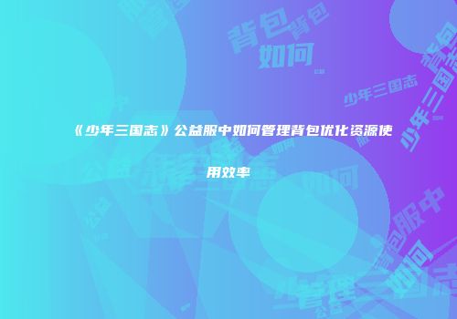 《少年三国志》公益服中如何管理背包优化资源使用效率