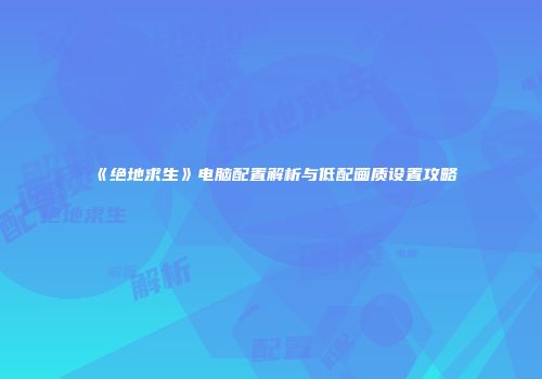 《绝地求生》电脑配置解析与低配画质设置攻略
