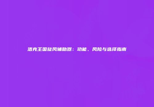 洛克王国旋风辅助器：功能、风险与选择指南