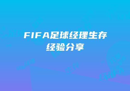 FIFA足球经理生存经验分享