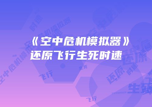 《空中危机模拟器》还原飞行生死时速