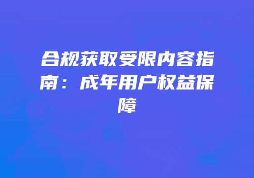合规获取受限内容指南：成年用户权益保障