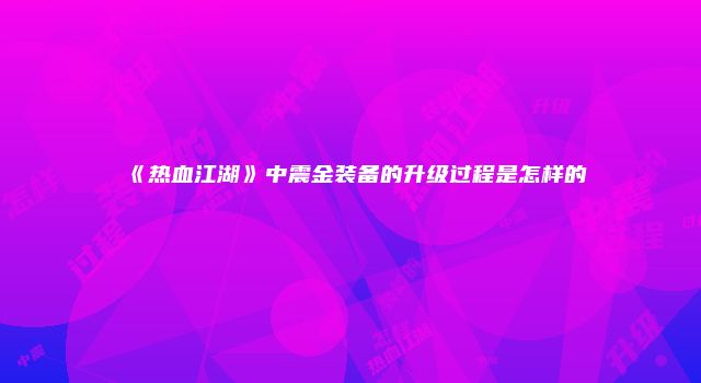 《热血江湖》中震金装备的升级过程是怎样的