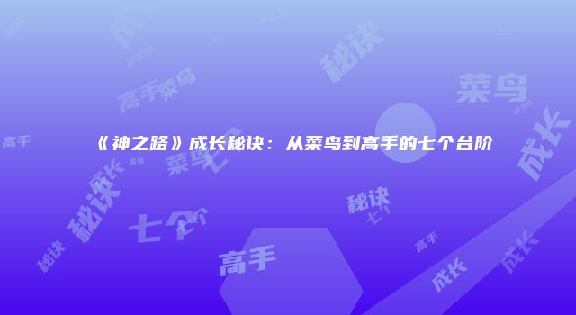 《神之路》成长秘诀：从菜鸟到高手的七个台阶
