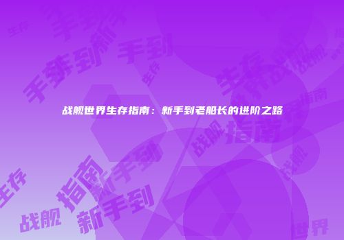 战舰世界生存指南：新手到老船长的进阶之路